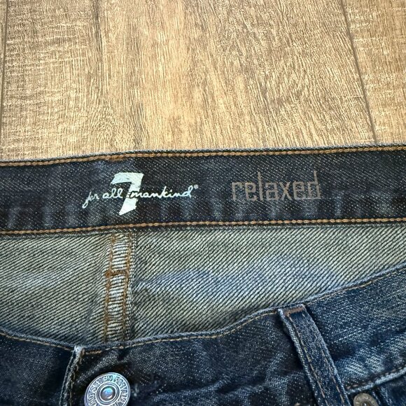 7 For All Mankind Jeans Men's 38 Dark Blue Wash Relaxed Baggy Fit - Picture 6 of 12